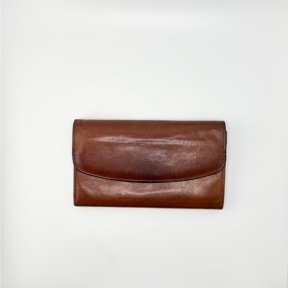 Vintage Coach Wallet Cognac Brown Leather with Gold Hardware